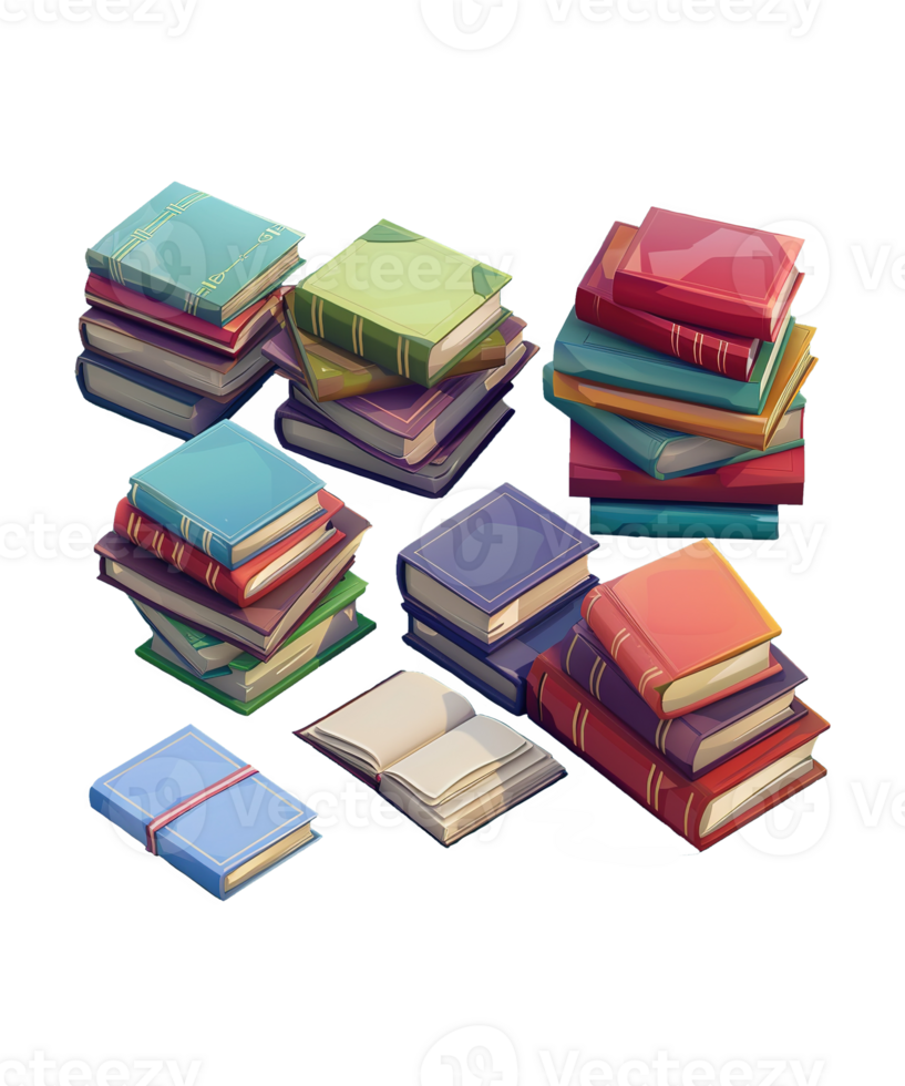 3d illustration stack of book isolated background png