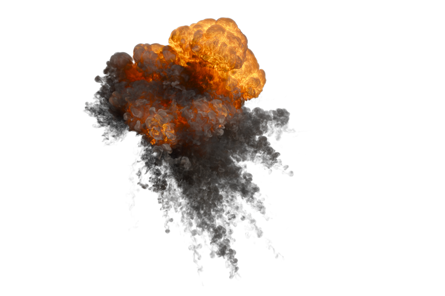 Aerial explosion on transparent background png