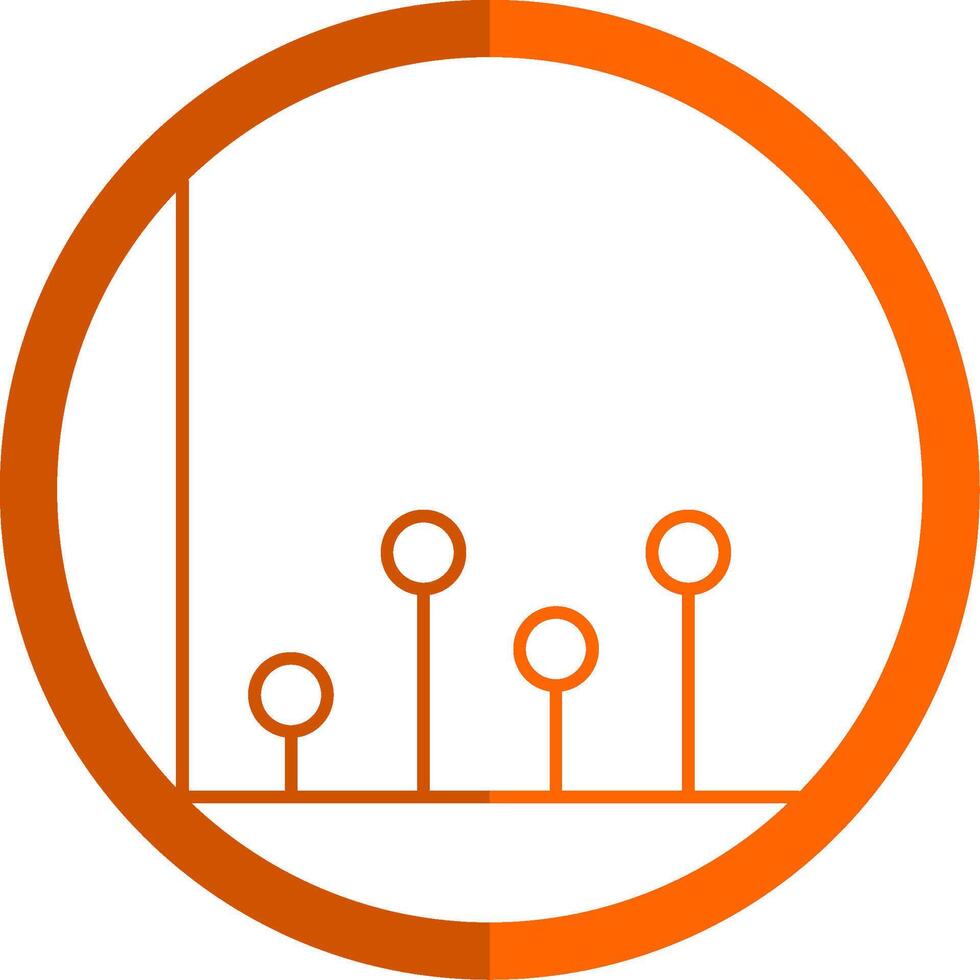 gráfico línea naranja circulo icono vector