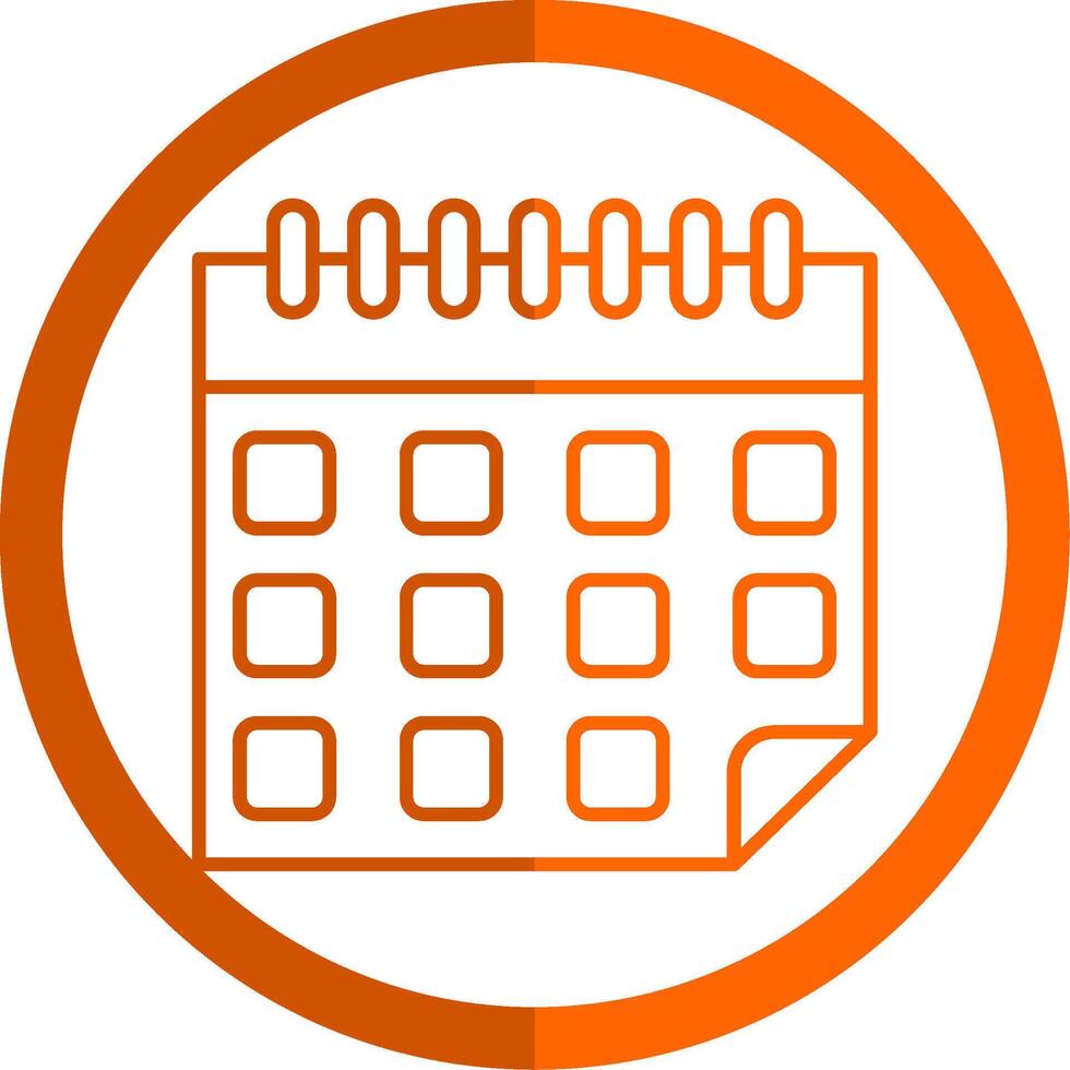 calendario línea naranja circulo icono vector