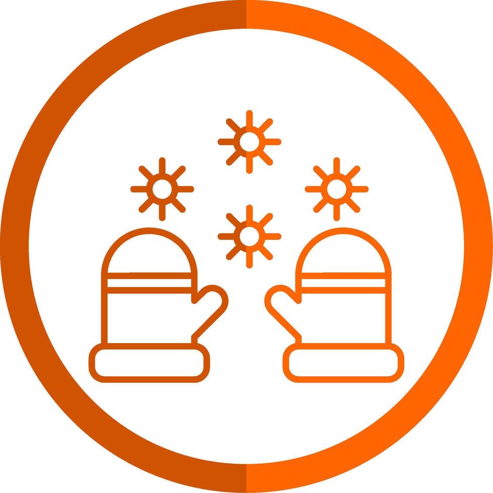 invierno guantes línea naranja circulo icono vector