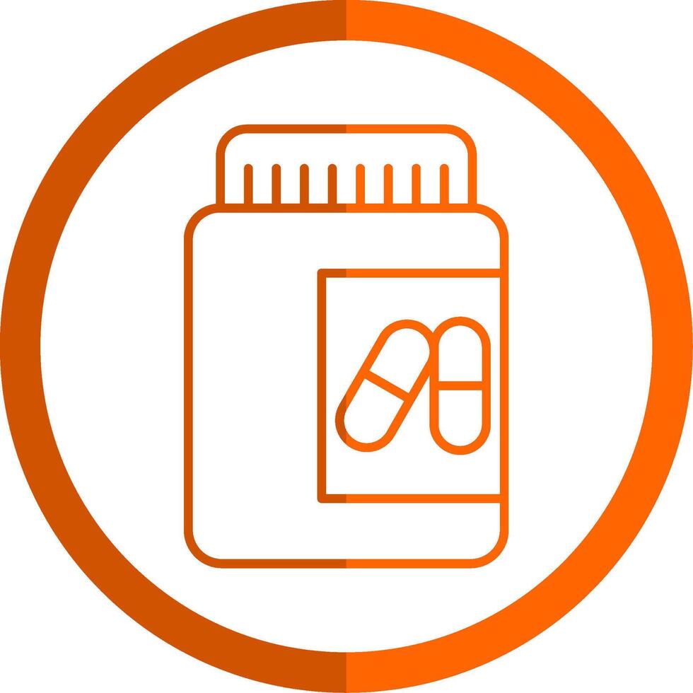 Pill Line Orange Circle Icon vector