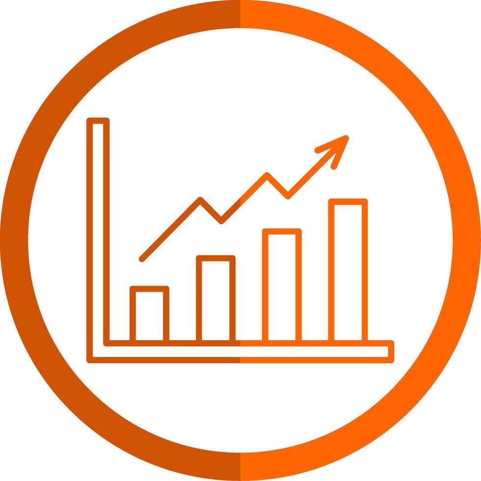 crecimiento grafico línea naranja circulo icono vector