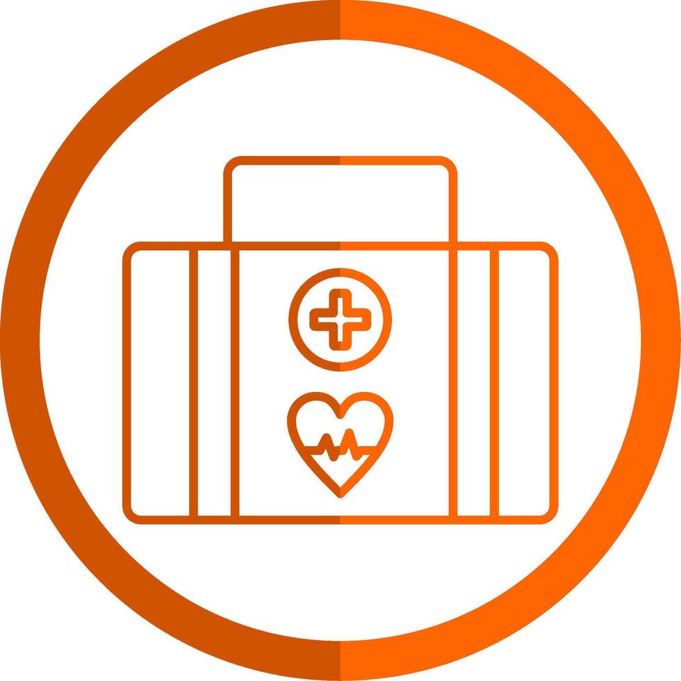 First Aid Kit Line Orange Circle Icon vector