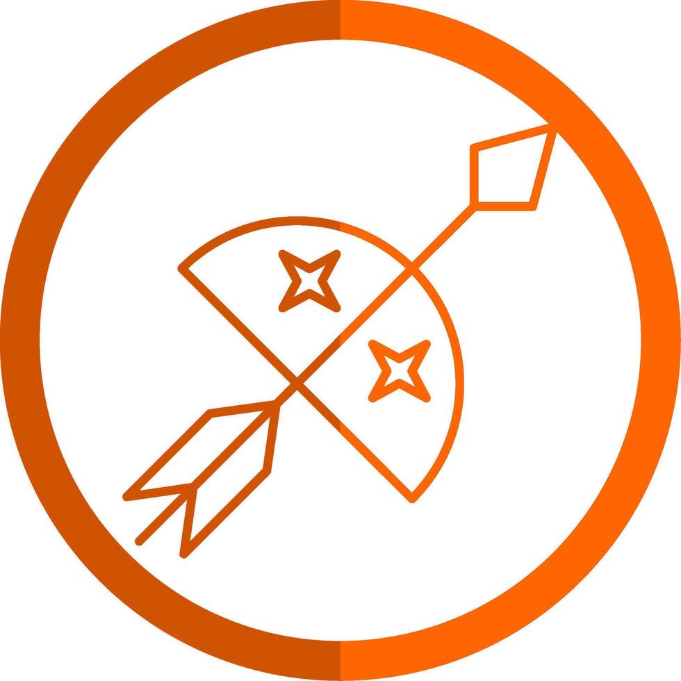 Bow And Arrow Line Orange Circle Icon vector