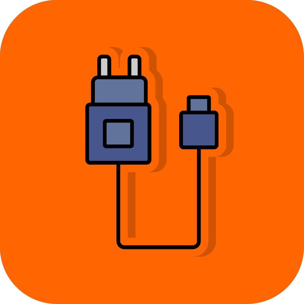 Charger Filled Orange background Icon vector