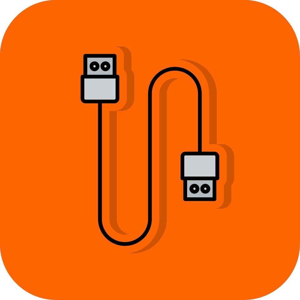 Cable Filled Orange background Icon vector