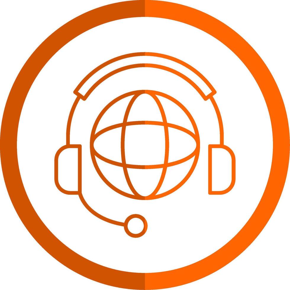 Worldwide Support Line Orange Circle Icon vector