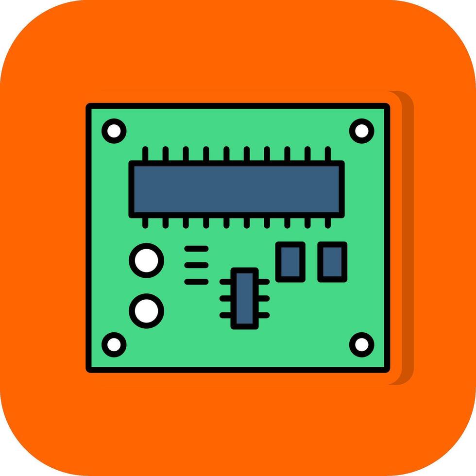 tarjeta de circuito impreso tablero lleno naranja antecedentes icono vector