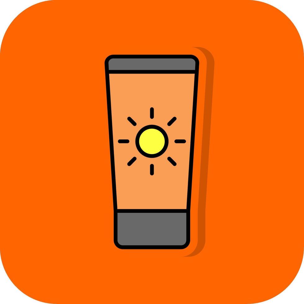 Sun Cream Filled Orange background Icon vector