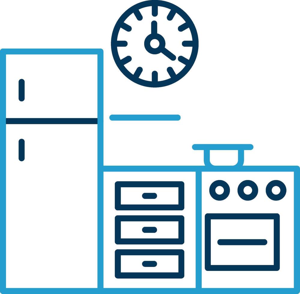 Kitchen Line Blue Two Color Icon vector