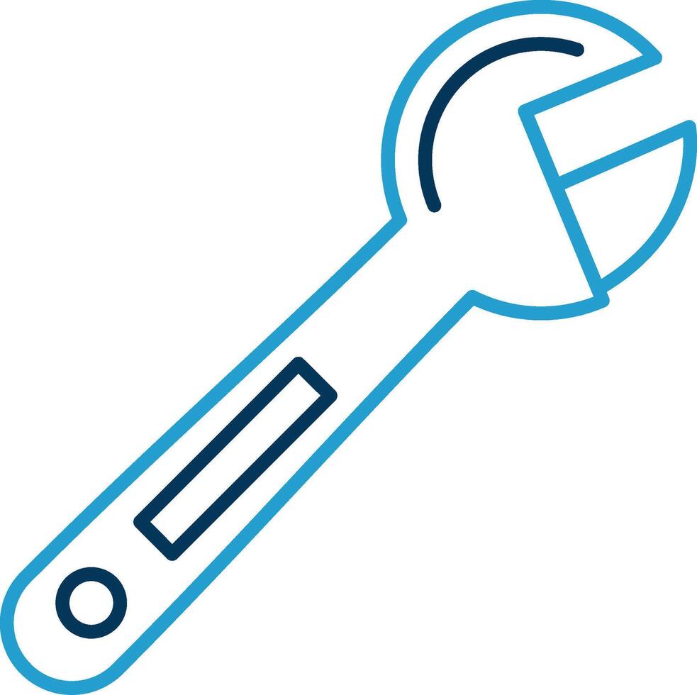 Adjustable Wrench Line Blue Two Color Icon vector