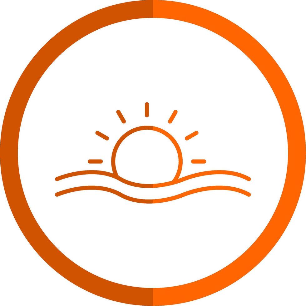 Sun Line Orange Circle Icon vector