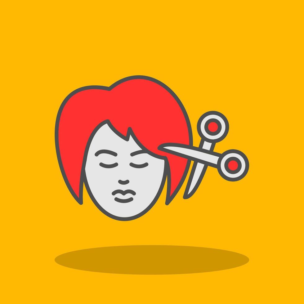 Woman Hair Filled Shadow Icon vector