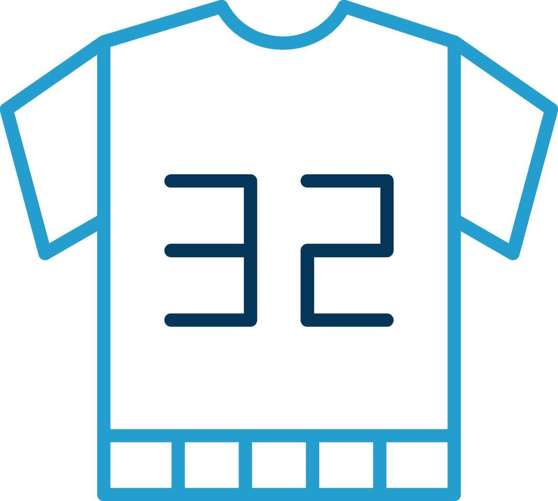 fútbol americano jersey línea azul dos color icono vector