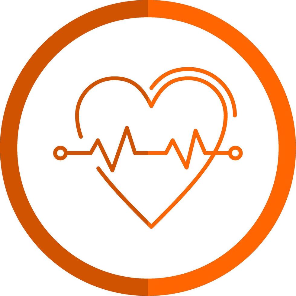 Heart Rate Line Orange Circle Icon vector