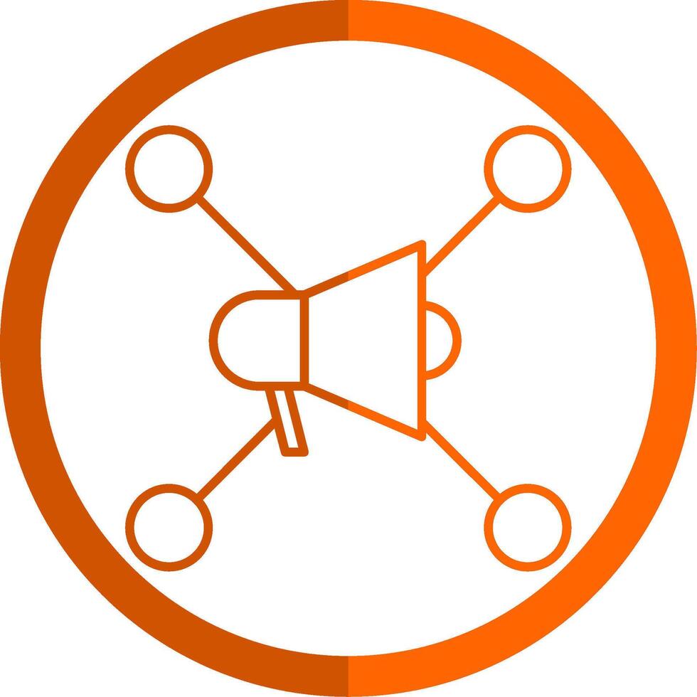 Social Network Line Orange Circle Icon vector