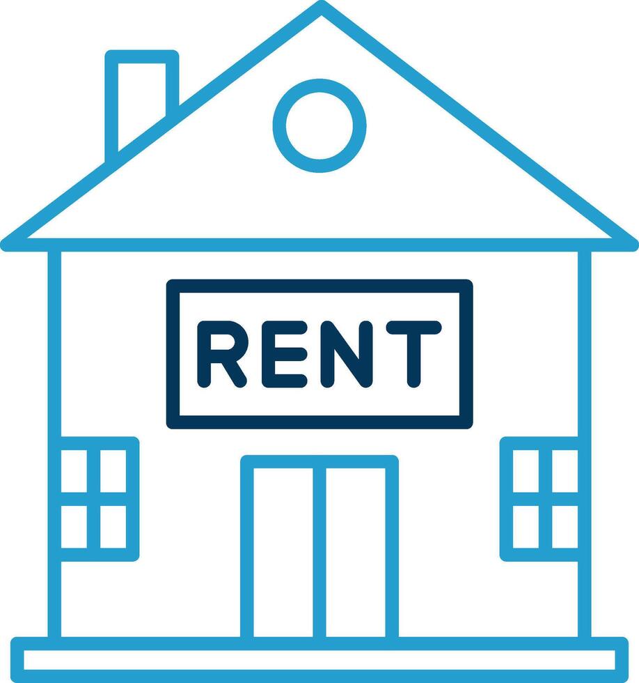 House for Rent Line Blue Two Color Icon vector