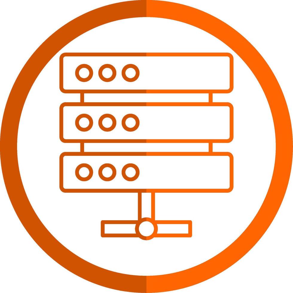 Server Line Orange Circle Icon vector