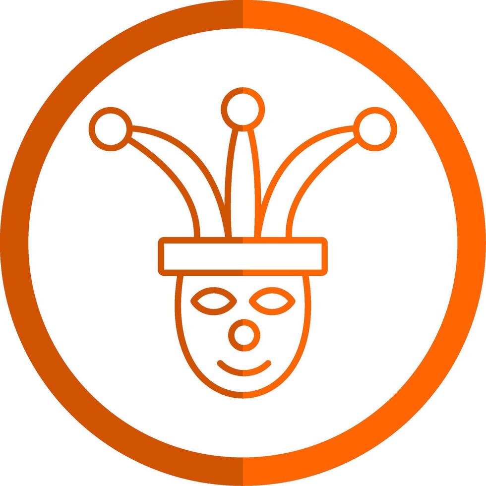Jester Line Orange Circle Icon vector