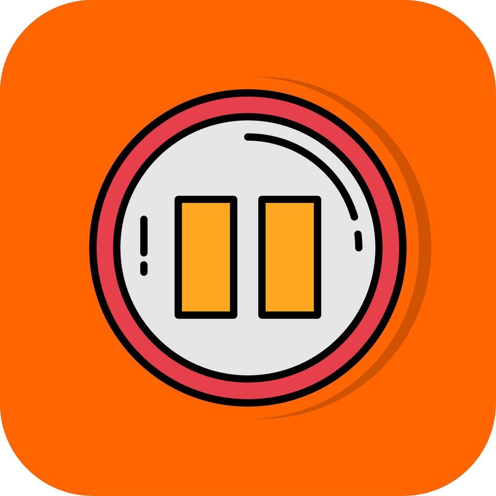 Pause Filled Orange background Icon vector