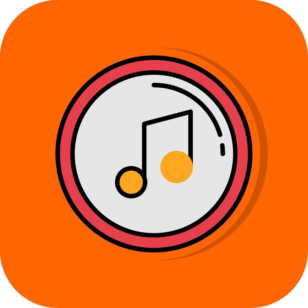 música Nota lleno naranja antecedentes icono vector