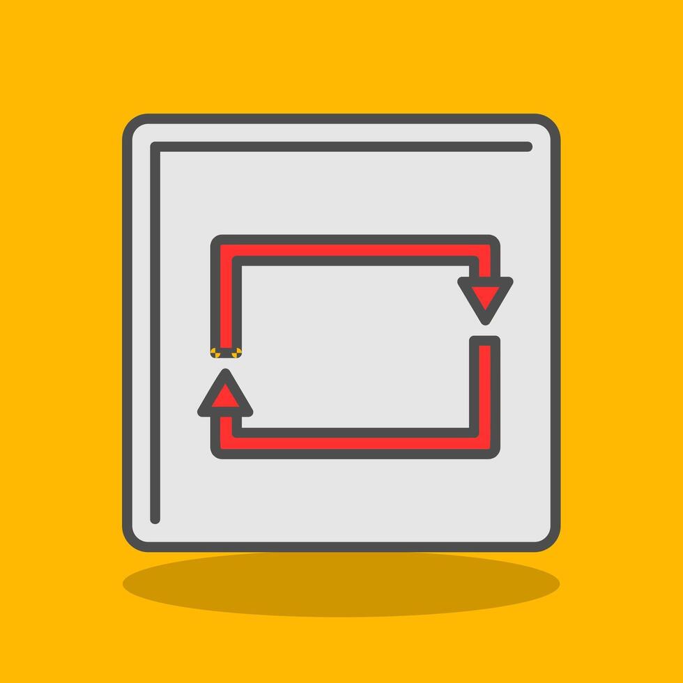 Rectangular Arrow Filled Shadow Icon vector
