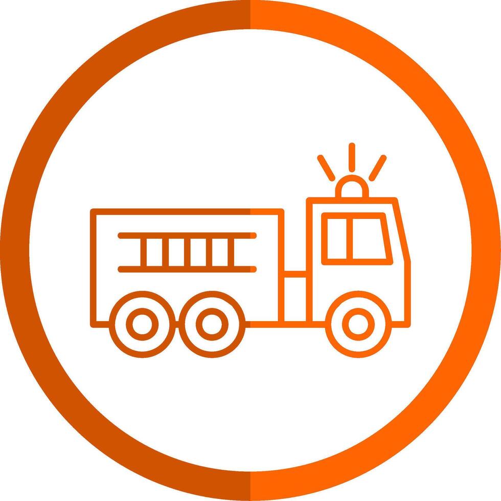 fuego camión línea naranja circulo icono vector