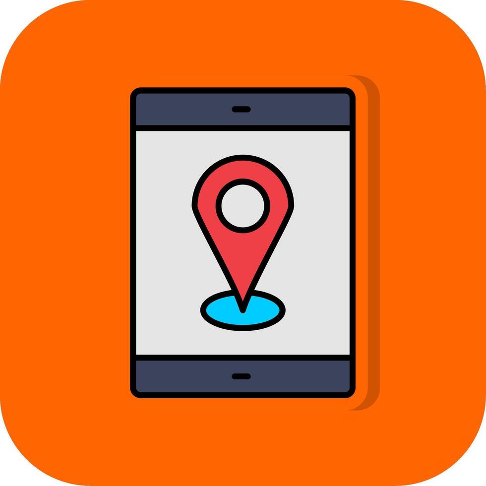 móvil GPS lleno naranja antecedentes icono vector