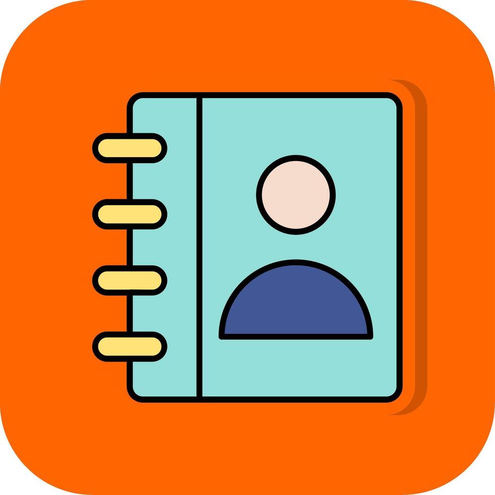 contacto libro lleno naranja antecedentes icono vector