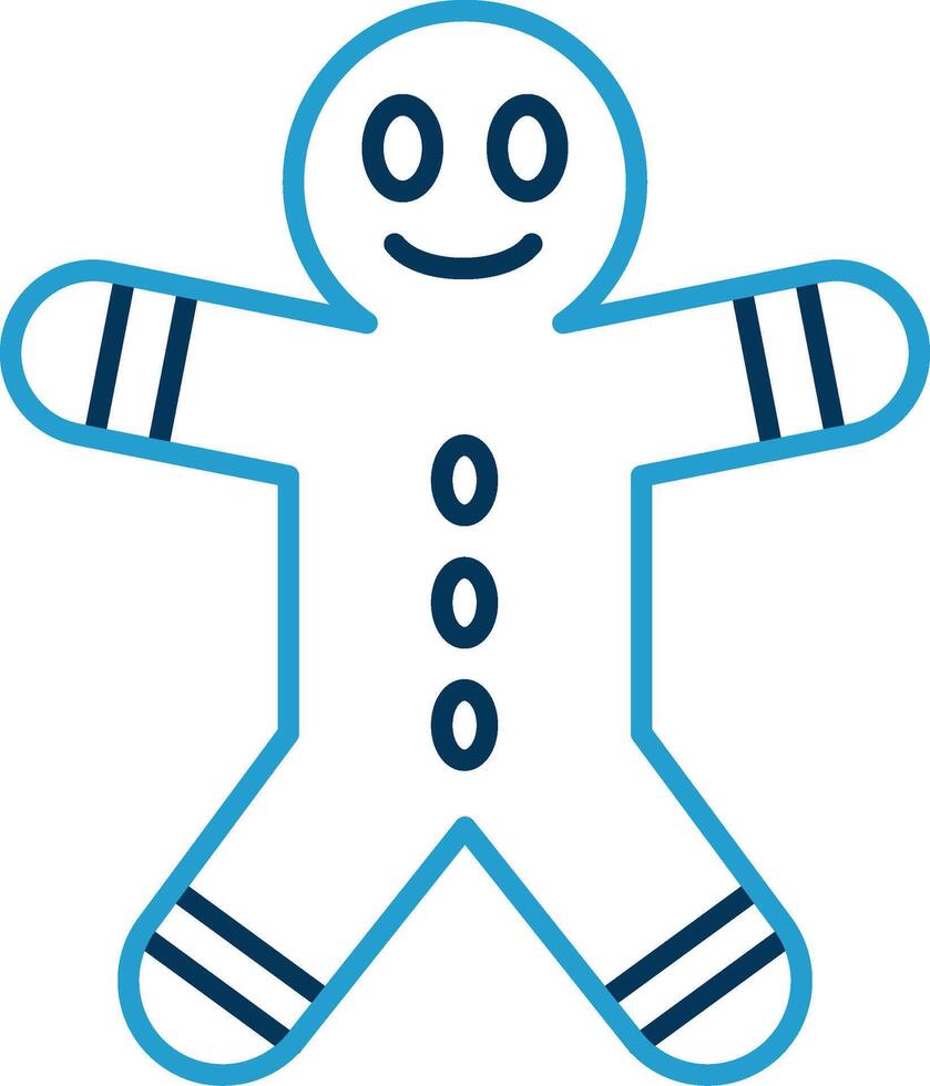 Gingerbread Man Line Blue Two Color Icon vector