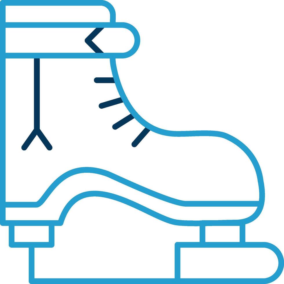 Ice Skate Line Blue Two Color Icon vector