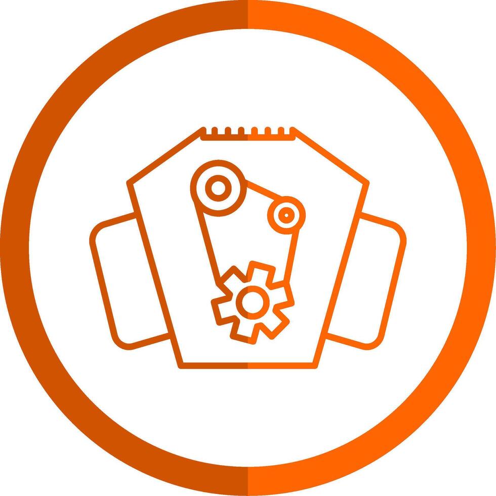 Engine Line Orange Circle Icon vector