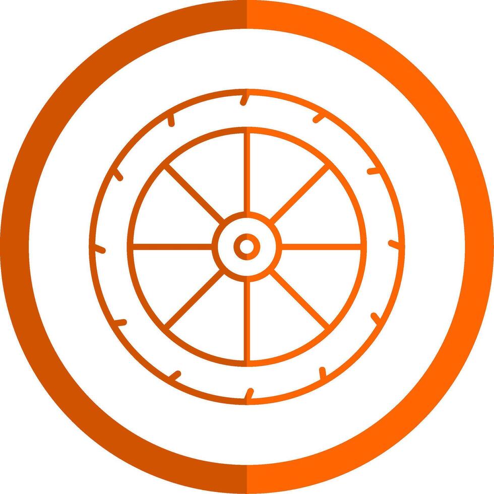 Wheel Line Orange Circle Icon vector