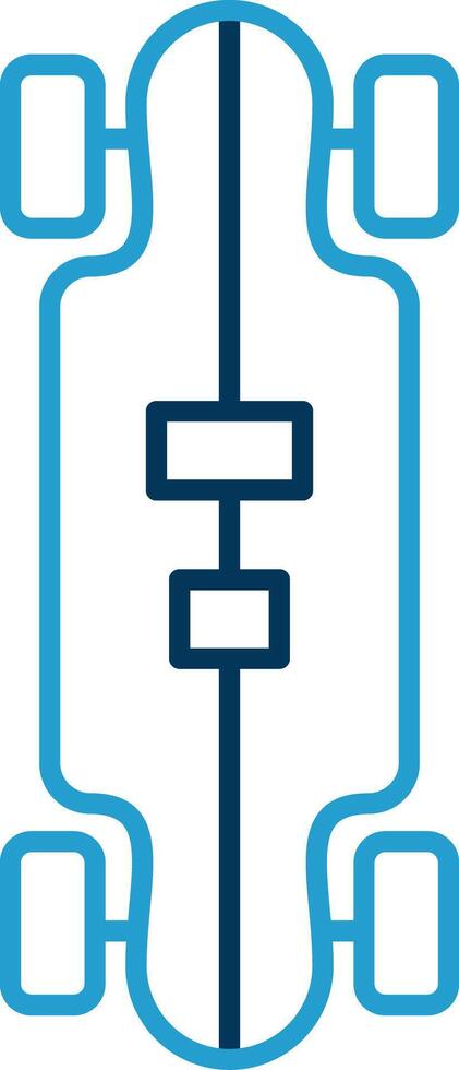 Longboard Line Blue Two Color Icon vector