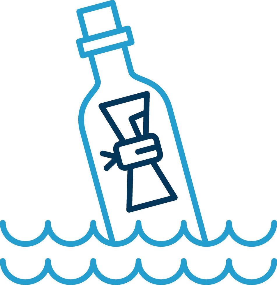 Message In Bottle Line Blue Two Color Icon vector