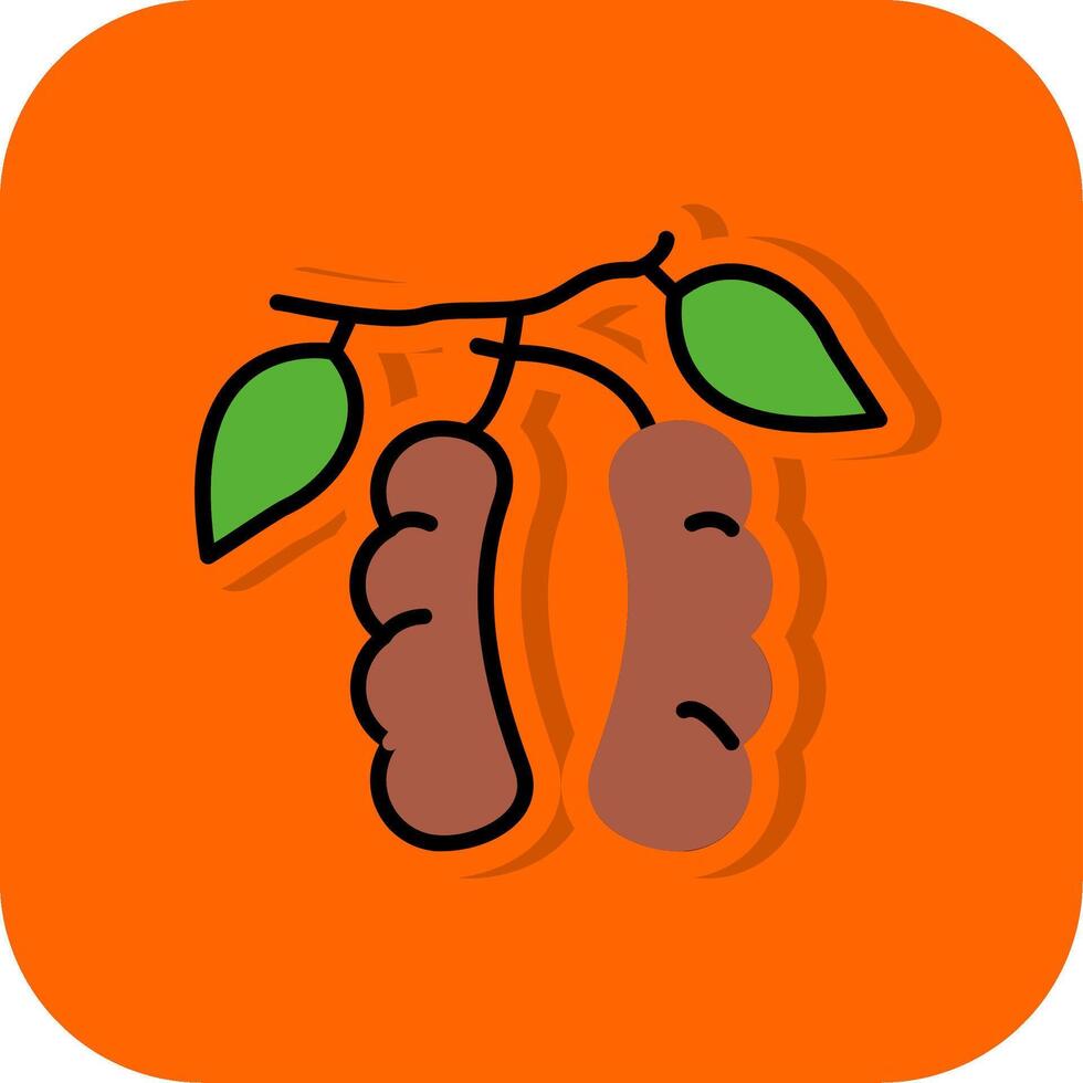 Tamarindo lleno naranja antecedentes icono vector