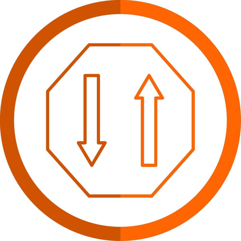 Two Way Line Orange Circle Icon vector
