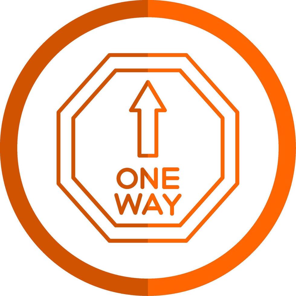 One Way Line Orange Circle Icon vector