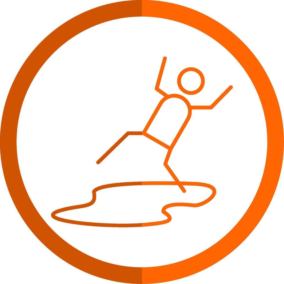 Slippery Line Orange Circle Icon vector