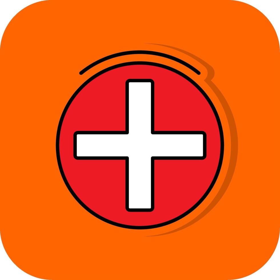 Plus Sign Filled Orange background Icon vector
