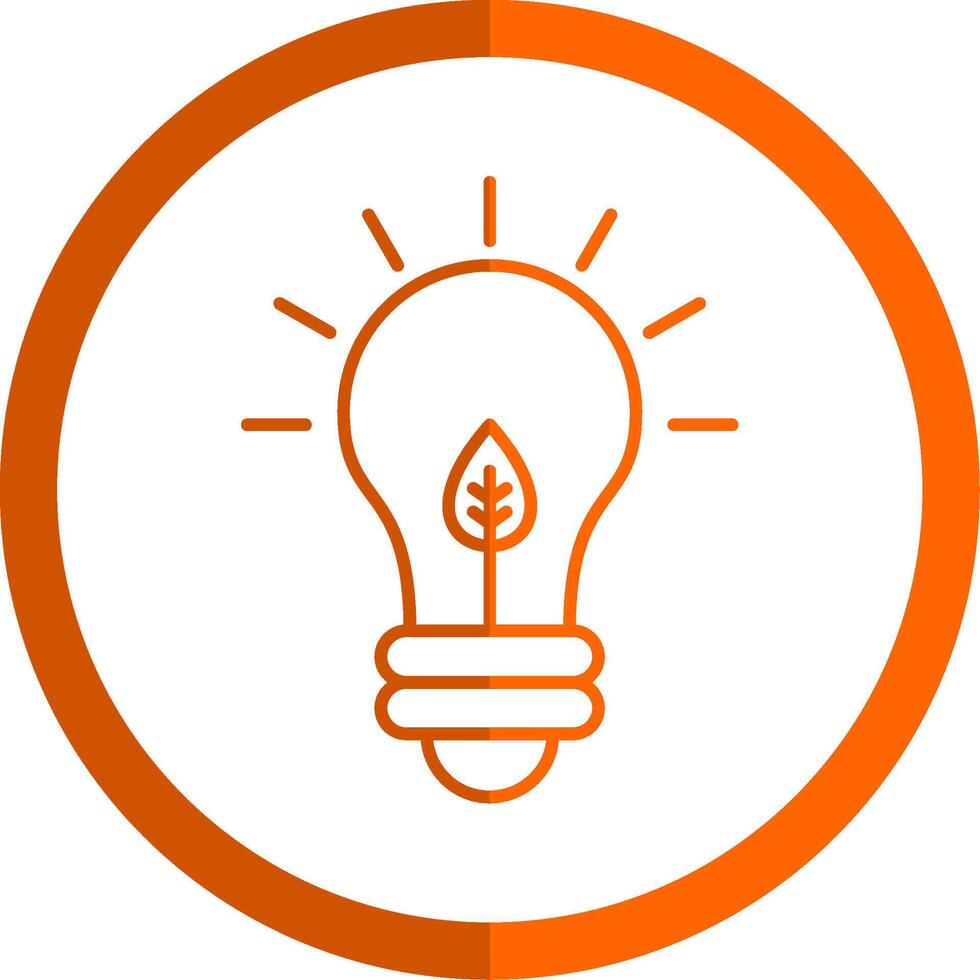 Eco Bulb Line Orange Circle Icon vector