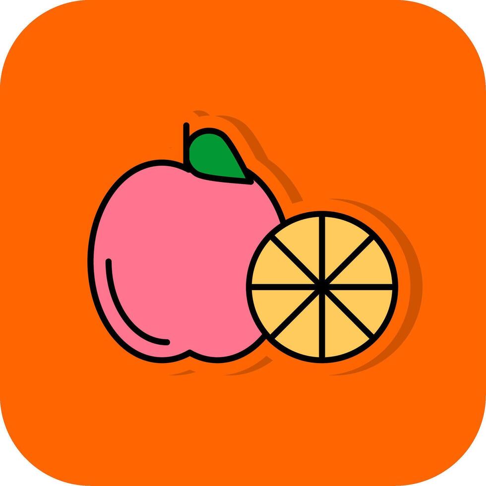 sano comiendo lleno naranja antecedentes icono vector