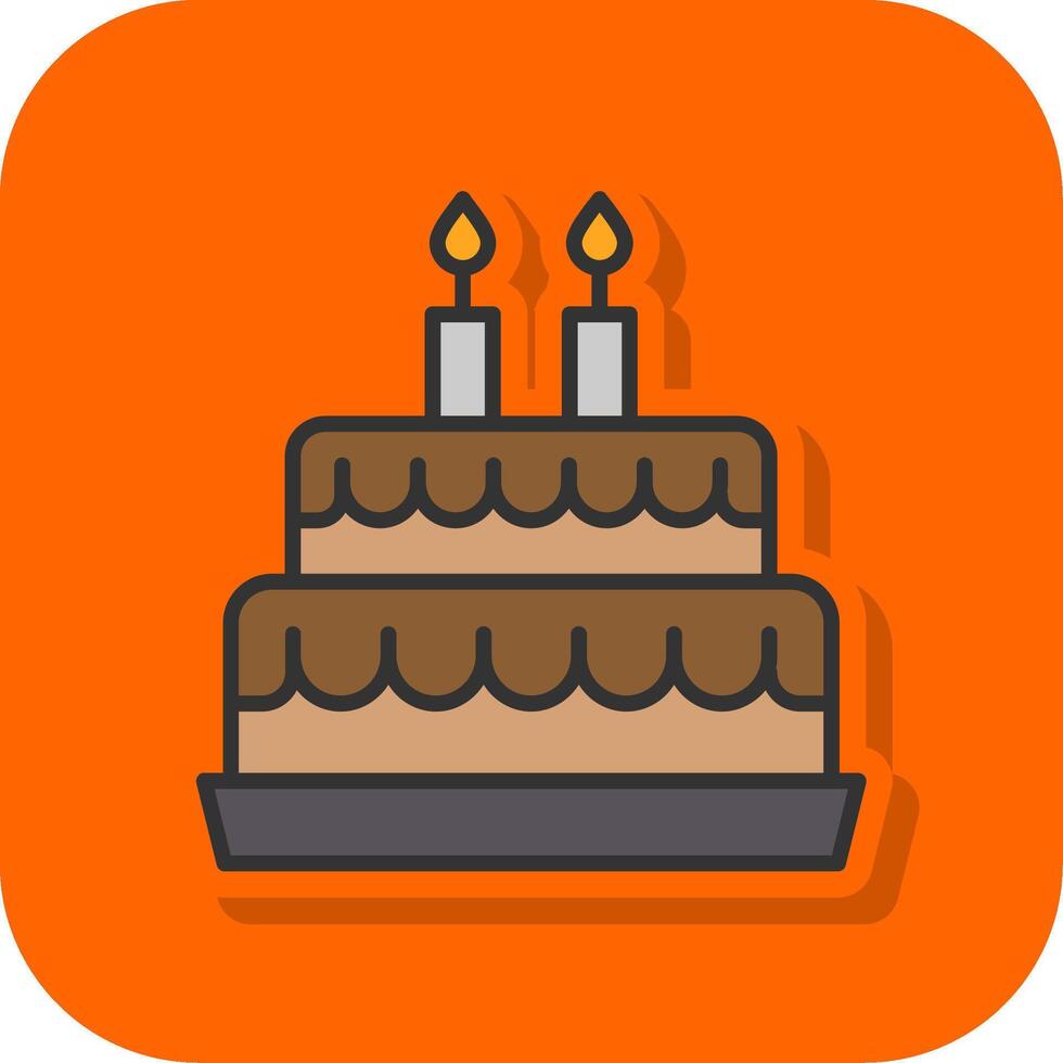 Cake Filled Orange background Icon vector
