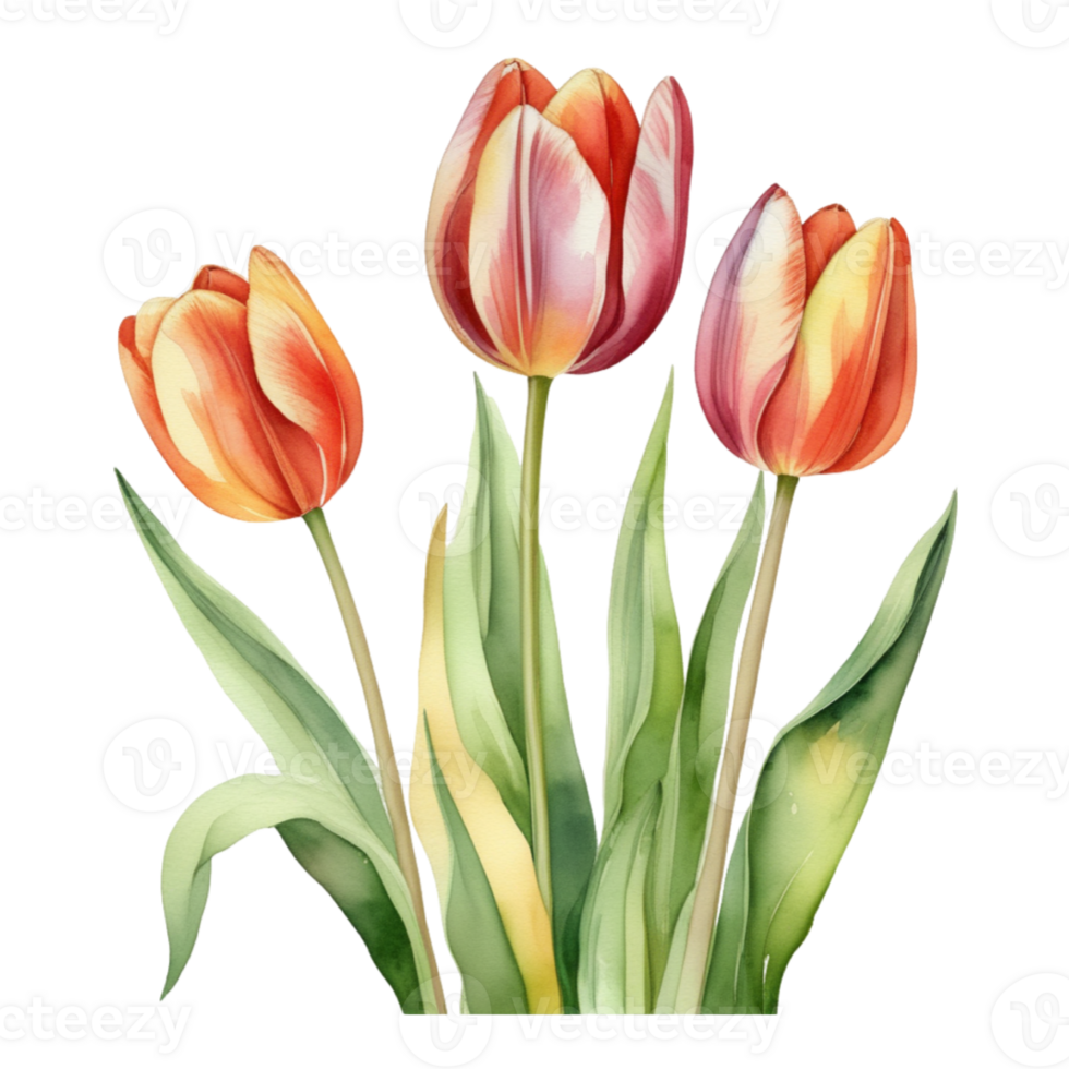Tulip flower watercolor illustration png