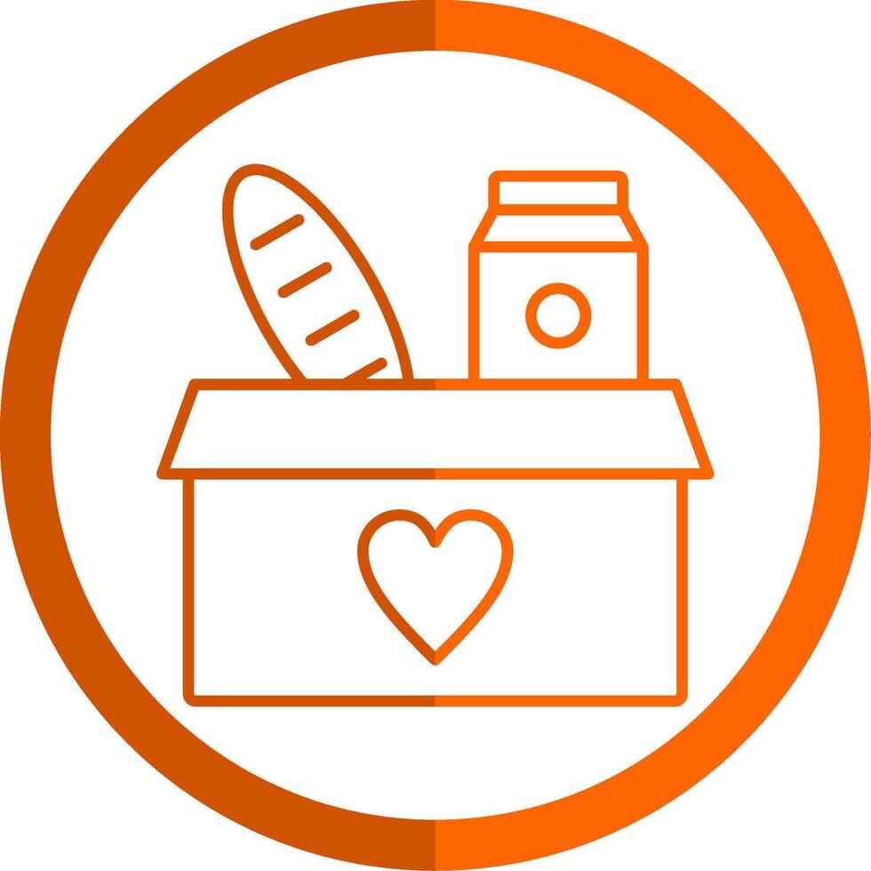 Food Donation Line Orange Circle Icon vector