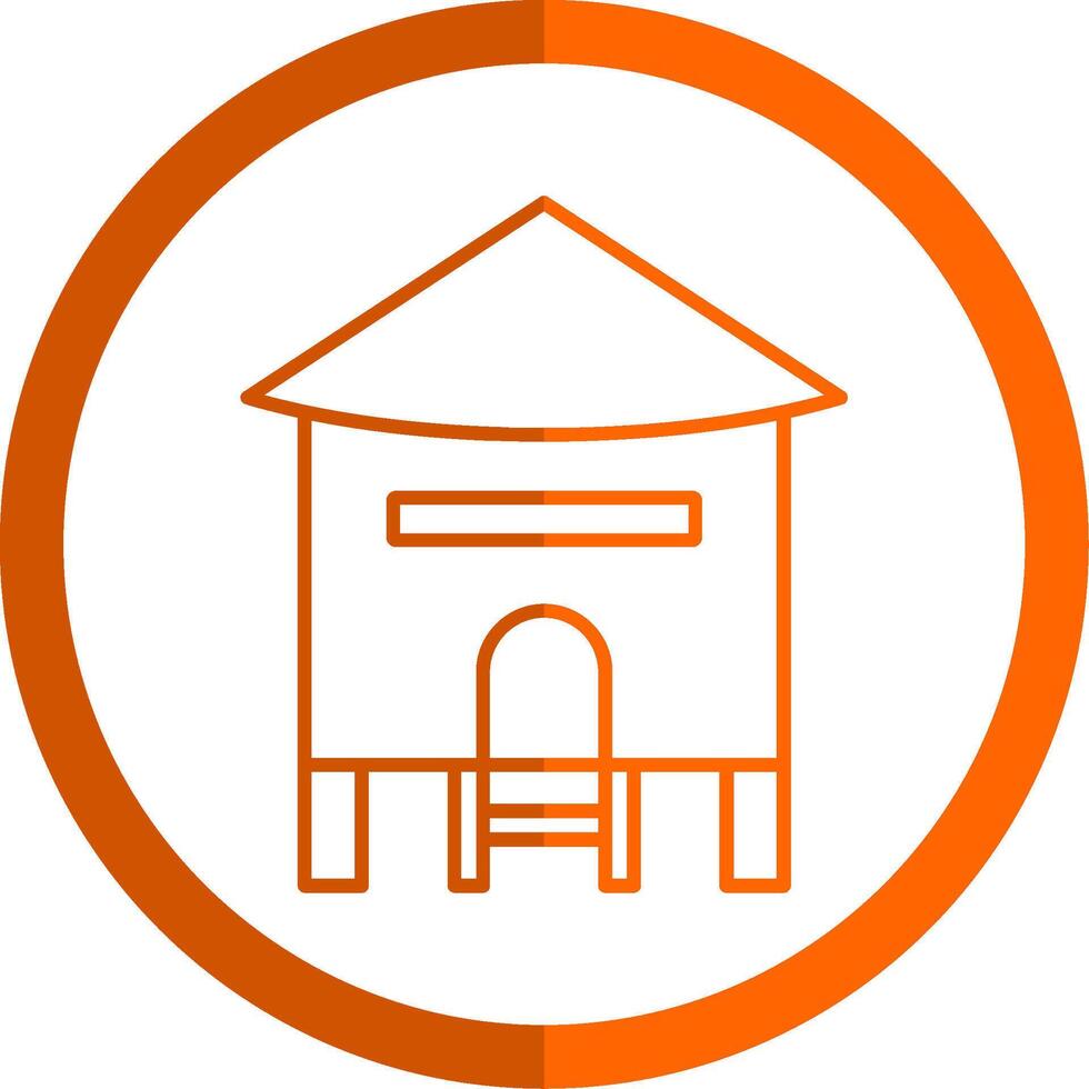 Hut Line Orange Circle Icon vector