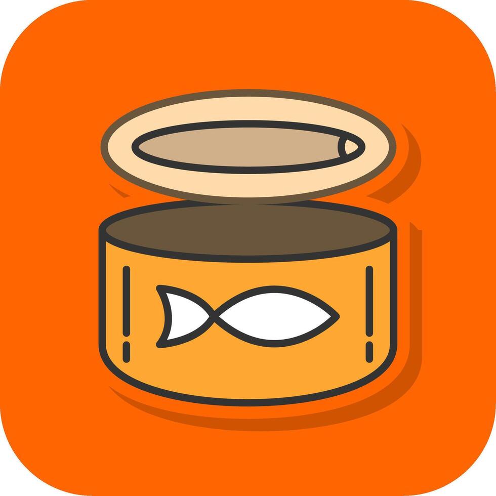 Canned Food Filled Orange background Icon vector