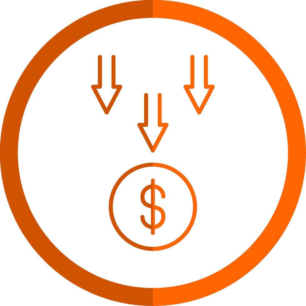 Bankruptcy Line Orange Circle Icon vector