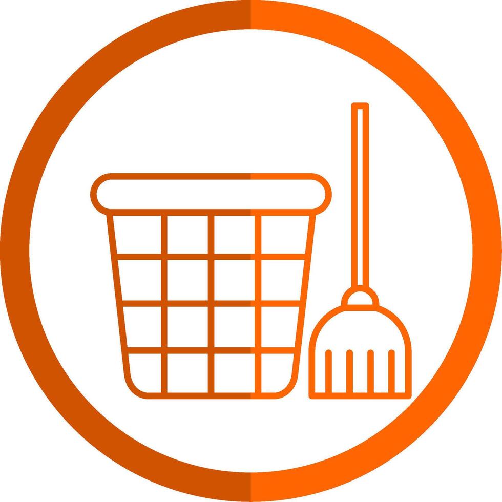 Mop Line Orange Circle Icon vector